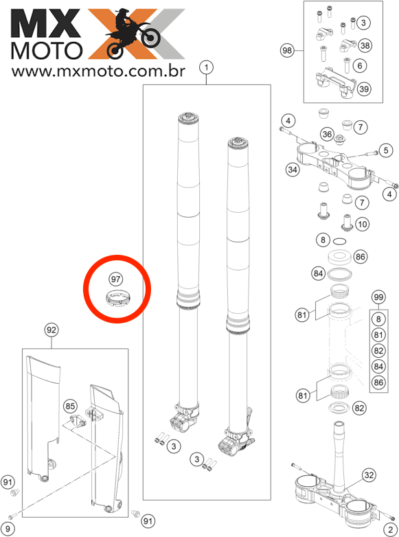 ( 01 ) Unidade Anel Plástico do Protetor de Bengala Original KTM 08 a 19 / Husqvarna 14 a 19 / Husaberg 09 a 14 - 48600698