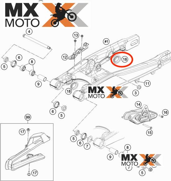 Tampa Plástica Interna da Balança Original para KTM 2011 a 2023, HUSQVARNA 14 a 23, Husaberg 12 a 14,  GAS GAS 21 a 23 - 77204041000