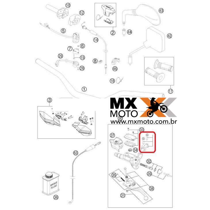 Abraçadeira / Meia Lua do Manicoto Embreagem BREMBO ORIGINAL KTM 06 a 24 ou Freio KTM 14 a 24 - HUSQ 14 a 18 - 54802005100