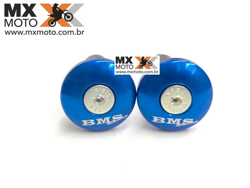 Bar Ends / Protetor de Punho / Acabamento Guidão BMS em Aluminio Anodizado Azul - BMS 47178