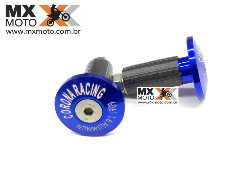 Bar Ends - Tampa Guidão - Protetor de Punho - Acabamento Guidão Corona Racing em Aluminio Anodizado Azul