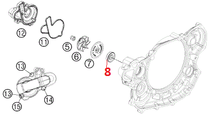 Retentor Bomba Dagua Original 12X30X7 KTM 4T 250 a 990 2003 a 2025 - Husqvarna 14 a 25 - Gas Gas 21 a 25 - Beta 350RR - 0760123073