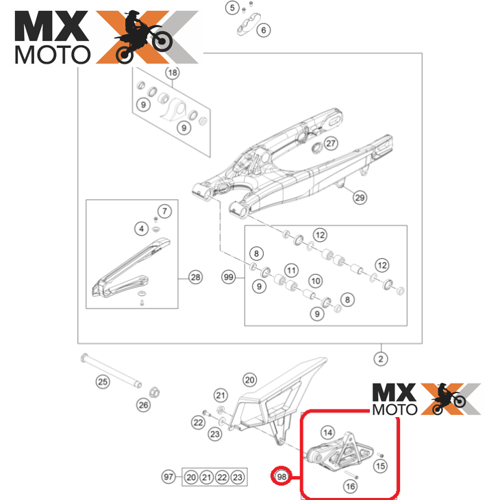 Guia de Corrente / Coroa Original   KTM - ( Todas ) 08 a 25 - HUSQVARNA  14 a 25 - HUSABERG 12 a 14 - SHERCO - GAS GAS 21 a 25 - 78104070010