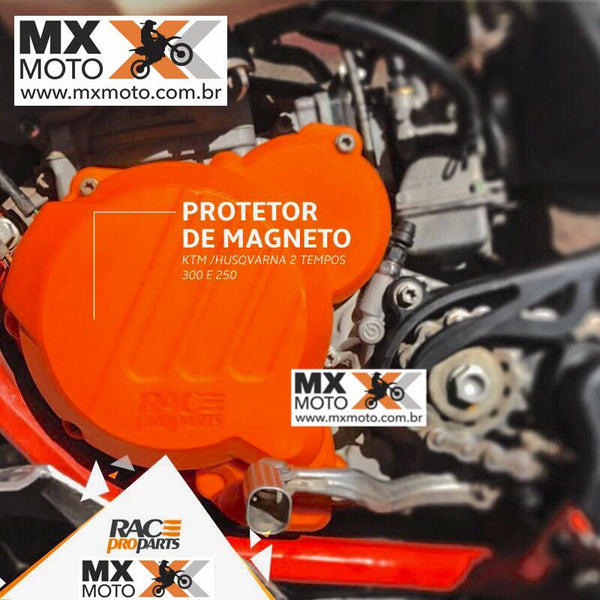 Protetor de Tampa Magneto / Ignição para KTM / HUSQVARNA 250/300 2T 2017 a 2023 (Laranja) - Race Pro Parts
