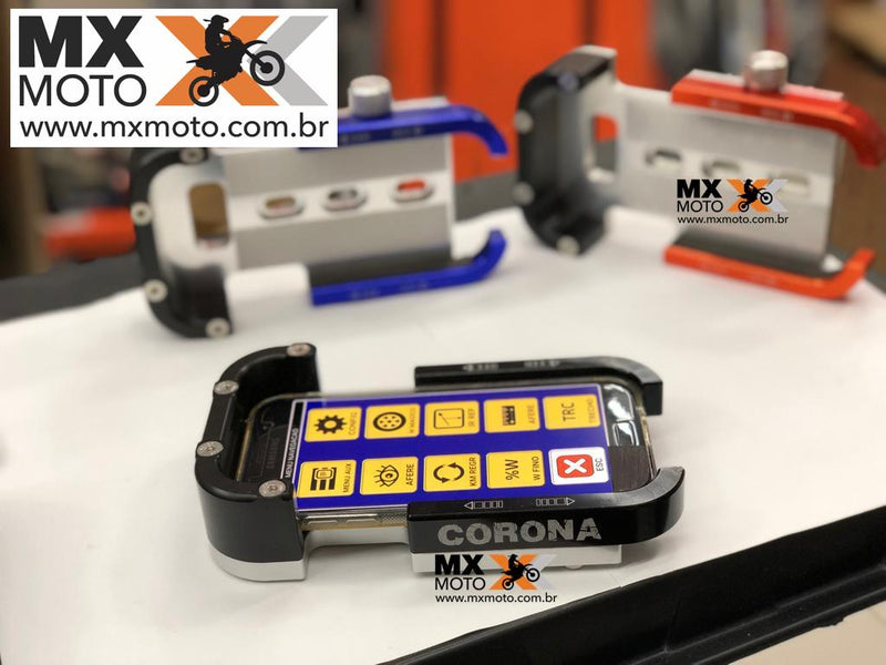 Suporte Para Celular Corona Racing Guidão Fat Bar 28mm ( base Regulável ) ( Não Serve nas Betas )- Cores Variadas