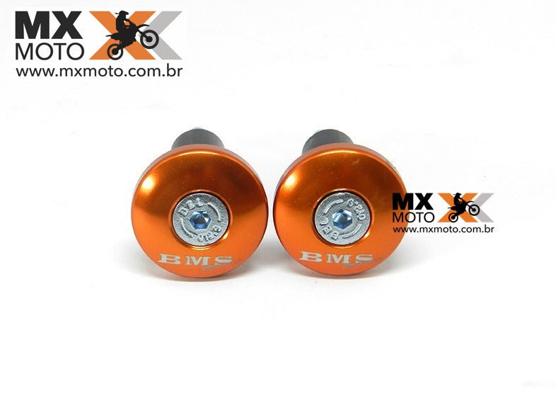 Bar Ends / Protetor de Punho / Acabamento Guidão BMS em Aluminio Anodizado Laranja - BMS 46213