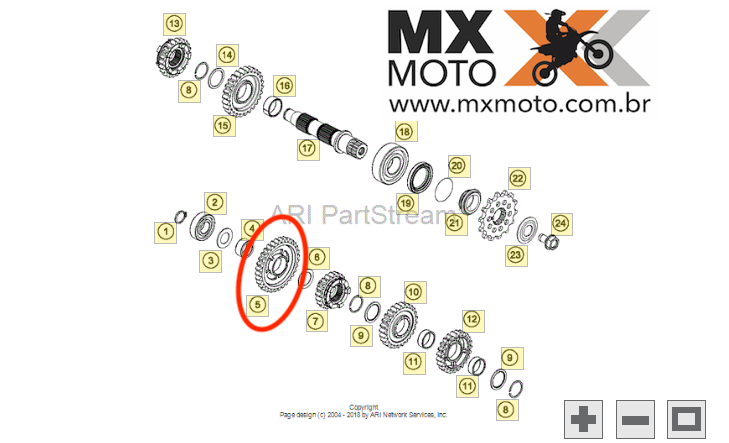 Engrenagem 1ª Marcha 32 dentes Original KTM 4T 350 EXCF 12 a 19 - 2T 250/300 EXC 11 a 19 - Husqvarna 4T FE 350 14 a 19 / 2T TE 250 14 a 20 / TE 300 14 a 23 - Husaberg 2T 11 a 13 - Gas Gas 2T EC 250/300 21 a 23 - 54833211000 / 54833211100 / 79333111000
