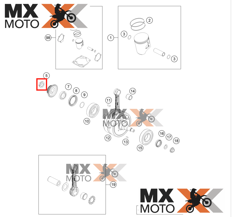 Porca da Campana da Embreagem / Porca do Eixo Virabrequim M18x1.5 Original KTM 2T / 4T - 2011 a 2025 - Husqvarna 2T / 4T 14 a 25 - GASGAS 2T / 4T  2021 a 2025 - 77230029000 / 0910001801000S / 0910001801001S