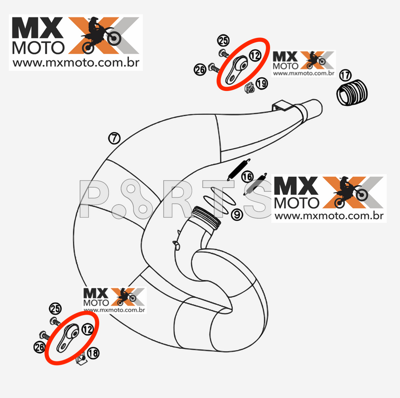 Borracha de Suporte do Escape ( Coxim ) Original KTM 2T - Husqvarna 2T 14 em diante - Husaberg 2T 11 a 14 - Beta 2T - Gas Gas 2T 21 em diante - 50305012000