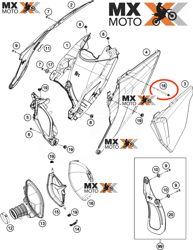 Parafuso Grande ( lado esquerdo ) que Segura o Banco Original KTM SX/SXF/XCF 19 a 22 - EXC / EXCF 20 a 23 - GAS GAS todas 21 a 23 - 79107040010