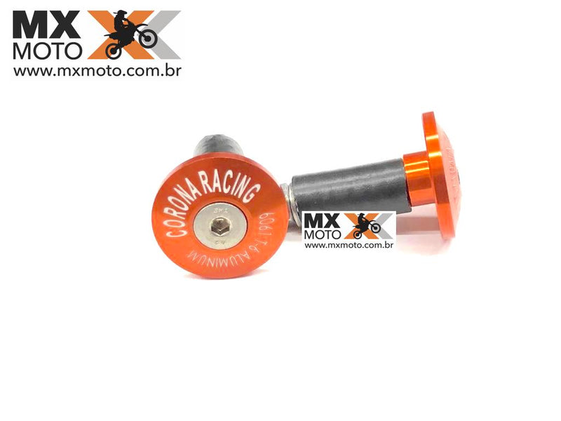 Bar Ends - Tampa Guidão - Protetor de Punho - Acabamento Guidão Corona Racing em Aluminio Anodizado Laranja