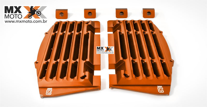 Protetor Radiador Corona Usinado em Aluminio para KTM e Husqvarna 2T e 4T 2024 e 2025 , Gas Gas 2024  e 2025 ( Cores a escolher - Laranja, Azul, Prata, Preto, Vermelho )