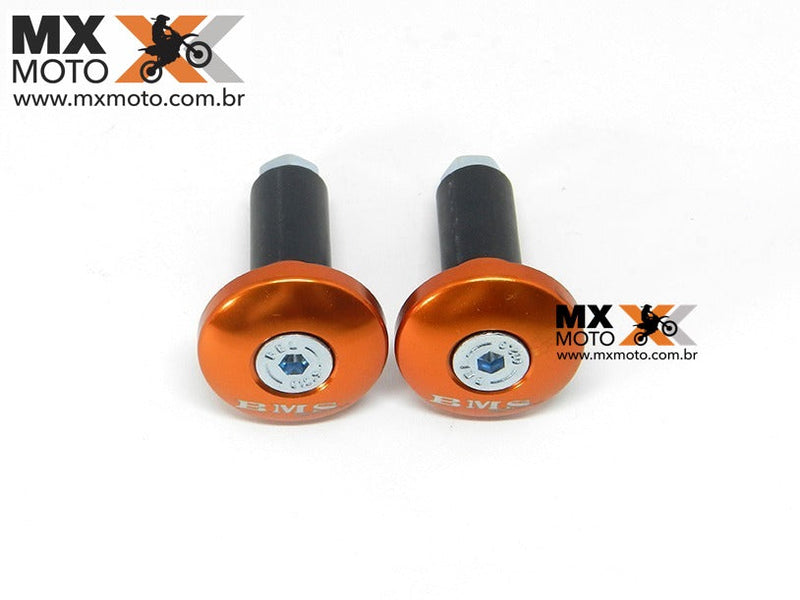 Bar Ends / Protetor de Punho / Acabamento Guidão BMS em Aluminio Anodizado Laranja - BMS 46213