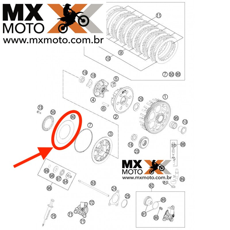 Mola Grande da Embreagem Original KTM 2T 250/300 e 4T 250/350/450/500 2012 a 2025 -  Husqvarna 2014 a 2025 - GAS GAS 21 a 25 - 78132005000