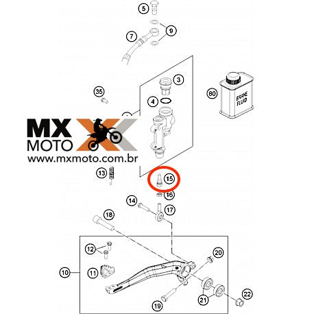 Pino do Freio Traseiro 28mm ORIGINAL KTM 125-540 2003 a 2023 - Husqvarna - Husaberg - Gas Gas - 54813056000