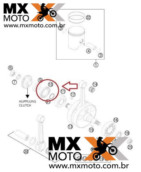 Retentor Virabrequim ( lado direito ) Original KTM 2T 250/300 EXC/XCW 97 a 25 - 250/300 SX/XC 03 a 25 - HUSABERG 2T TE 250/300 11 a 14 - HUSQVARNA TE/TC/TX/TPi/TBi 250/300 2014 a 2025 - GAS GAS 2T 250/300 21 a 25 - 0760385273 ( retentor maior )